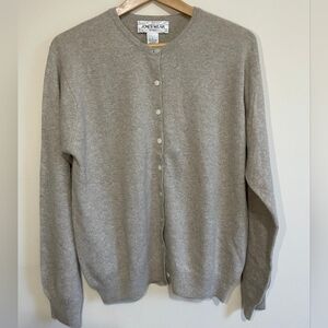 NTW Jones Wear Women's 100% Cashmere Tan Cardigan Sweater - Size L